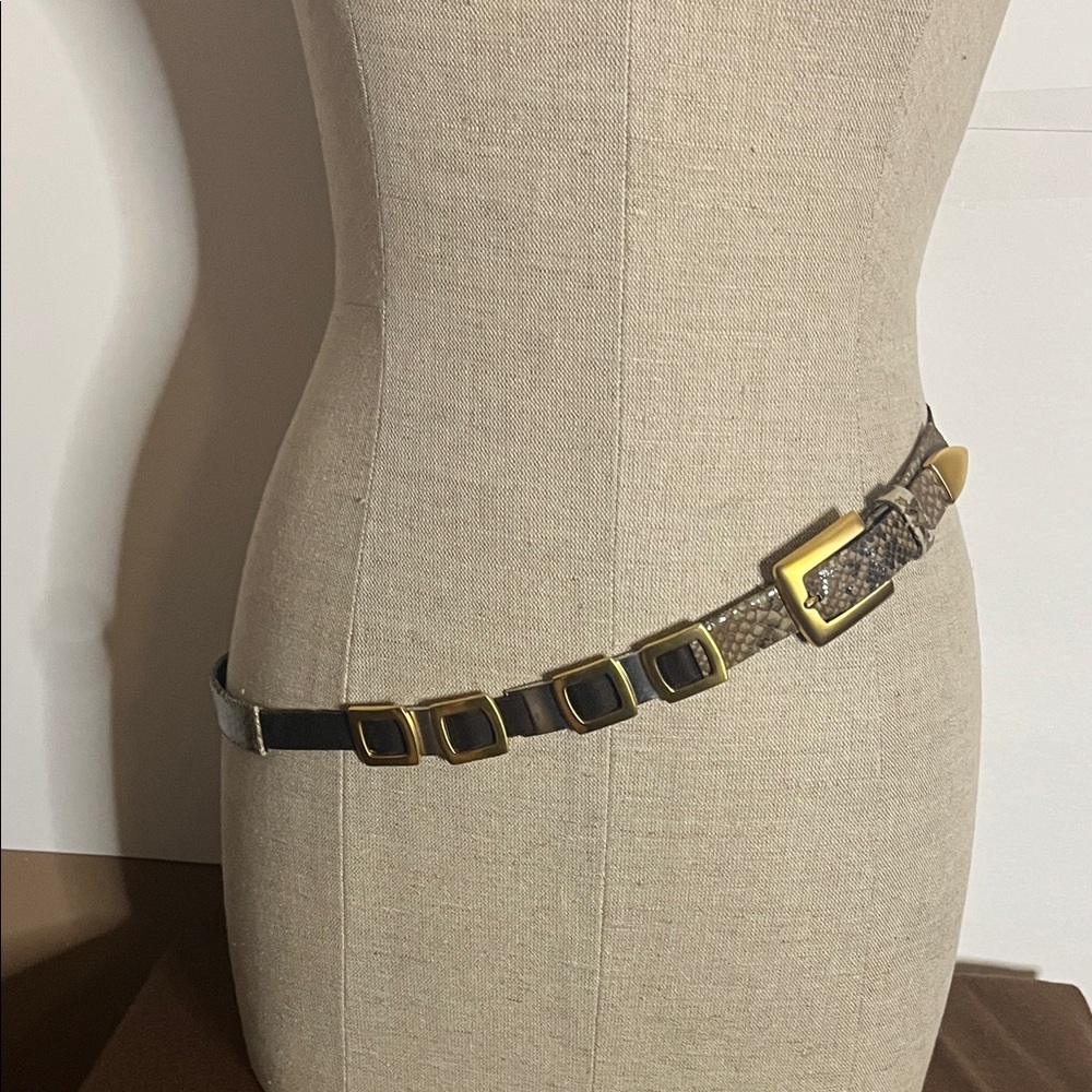 😄Vintage Suzi Roher Gold Silver Station Stretch Belt, boho snakeskin pattern